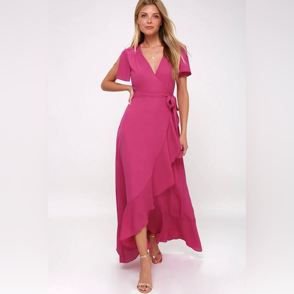 Lulu's Fuchsia Wrap Maxi Dress